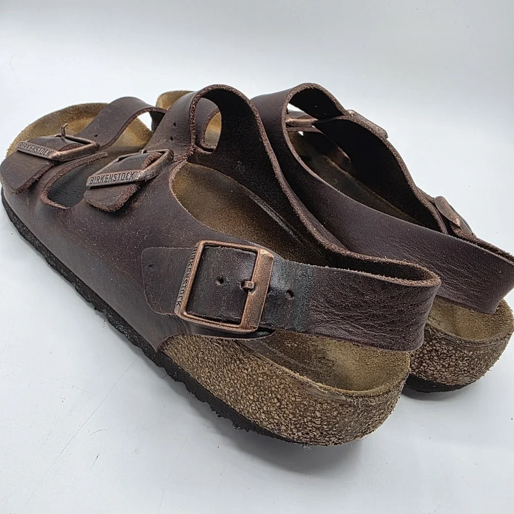 Birkenstock Milano Sandals SZ 43 Mens US 10-10.5 Habana Brown Oiled Leather